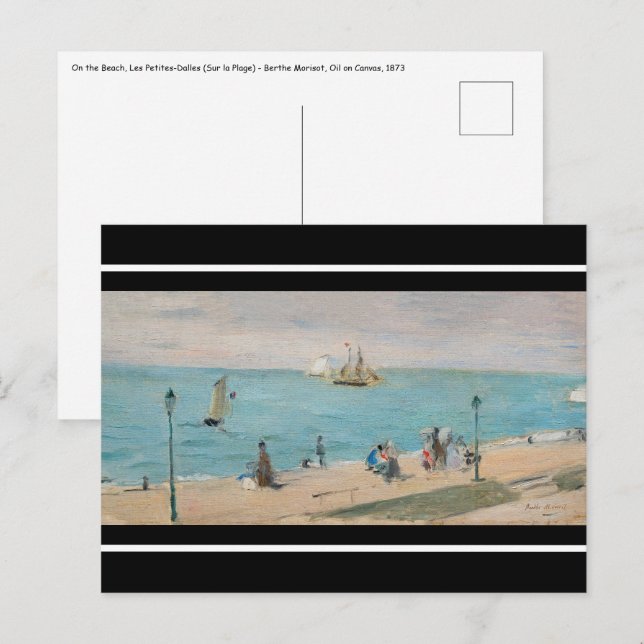 Berthe Morisot - på stranden, Les Petites-Dalles Vykort (Fram/baksida)