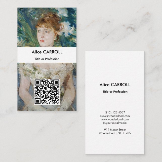 Berthe Morisot - Ung flicka i balklänning - QR-kod Visitkort (Fram/baksida)