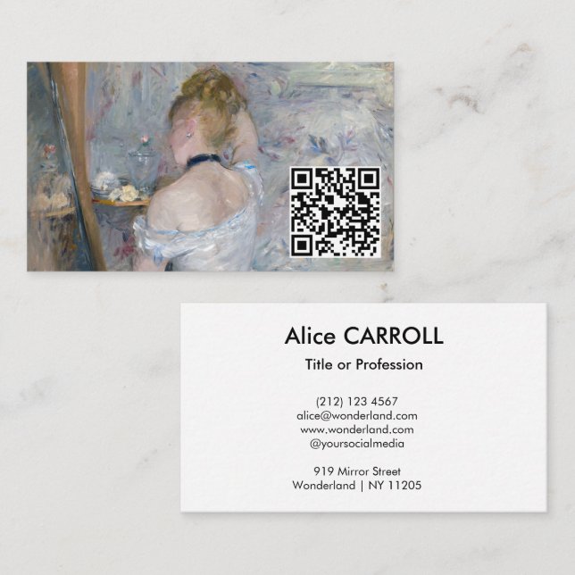 Berthe Morisot - Woman at her Toilette - QR-kod Visitkort (Fram/baksida)
