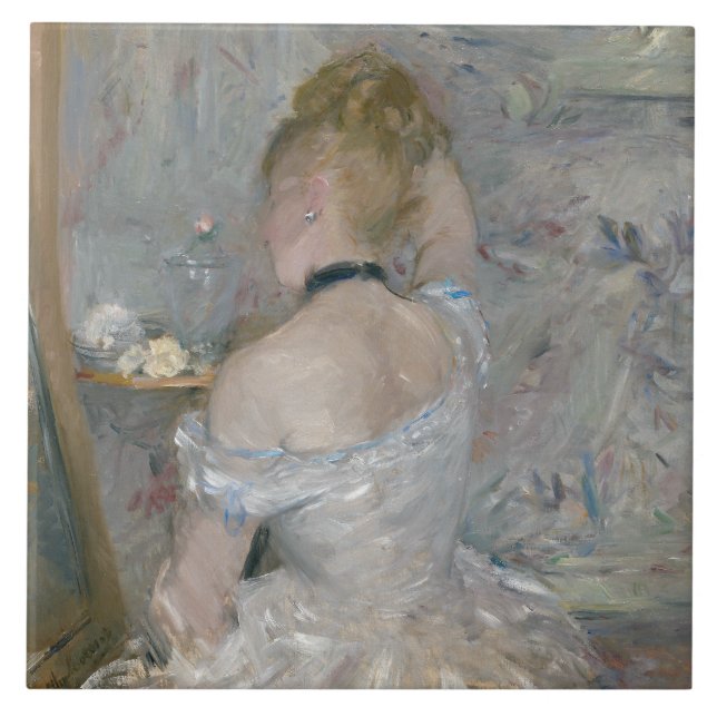 Berthe Morisot - Woman på hennes toalett Kakelplatta (Framsidan)