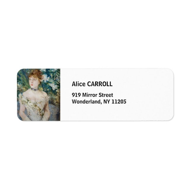Berthe Morisot - Young Girl in a Boll Gown Returadress Etikett (Framsidan)