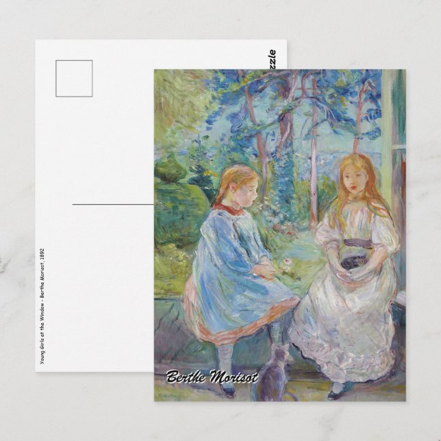 Berthe Morisot - Young Girls at at the Window Vykort (Fram/baksida)
