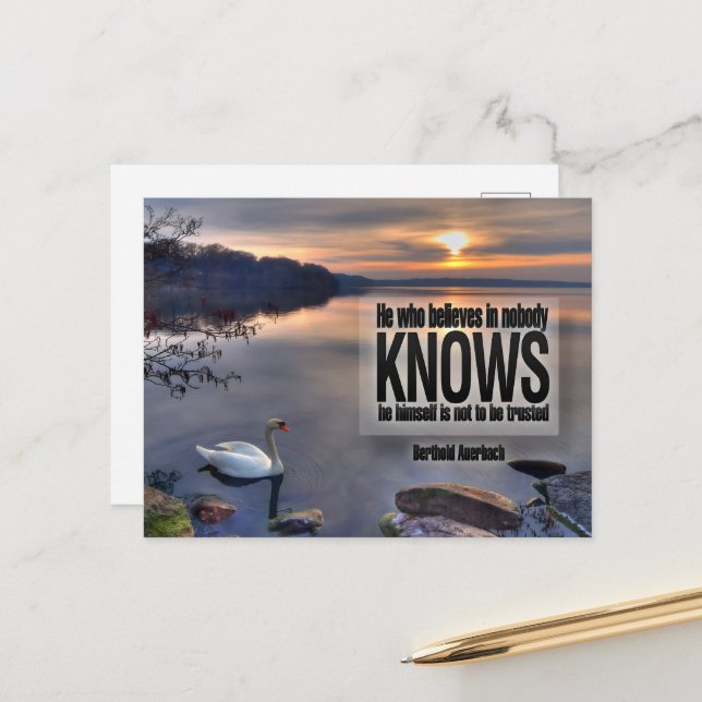 Berthold Auerbach inspirational Quote "Trust" Vykort (Fram/Back In Situ)
