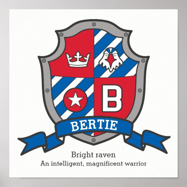 Bertie bokstav B pojknamn betydelse vapensköld pos Poster (Framsidan)