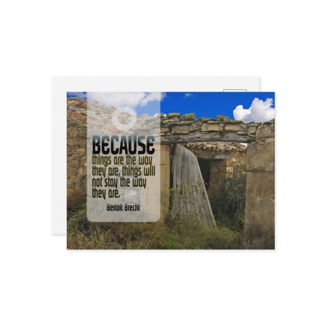 Bertolt Brecht inspirationcitat "Change" Vykort (Fram/Back In Situ)