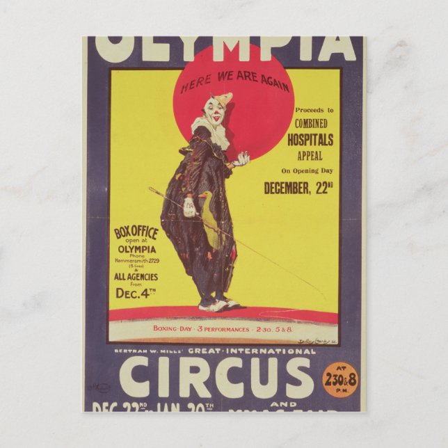 Bertram Mills cirkus poster Vykort (Framsida)