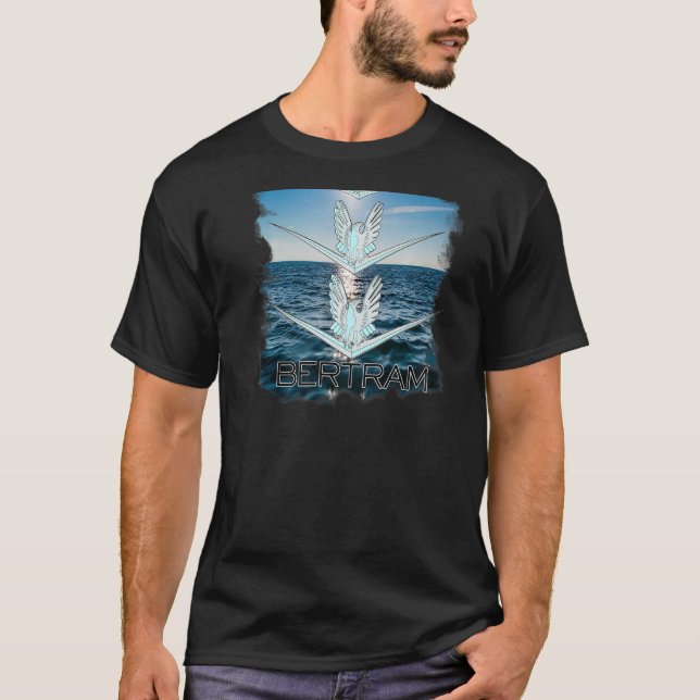 Bertram Yachts Printed On Back T Shirt (Framsida)