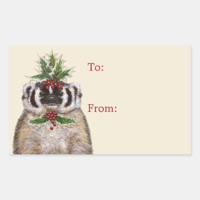 Bertrand, badger jul till/från klistermärken (Framsida)