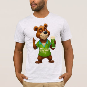 Berusad Björn Irländsk Grön Öl Roligt Citat T-Shir T Shirt