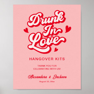 Berusad I Kärlek Baksmälla Kit Röd och Rosa Bröllo Poster