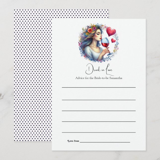 Berusad i Kärlek Bröllopsfest Rådkort (Fram/baksida)