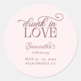 Berusad i kärlek Champagne torn Rosa möhippa Runt Klistermärke