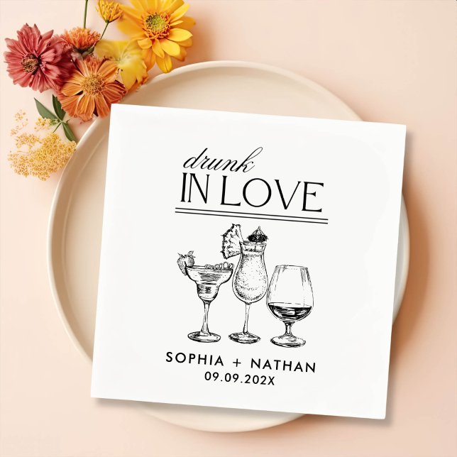 Berusad i kärlek Personliga vinglas Bröllop Pappersservett (Skapare uppladdad)