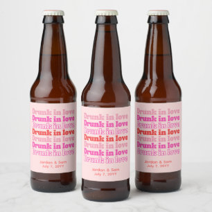 Berusad i kärlek Retro Rosa Övningsmiddag Ölflaska Etikett