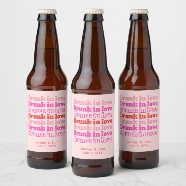 Berusad i kärlek Retro Rosa Övningsmiddag Ölflaska Etikett (Flaskor)