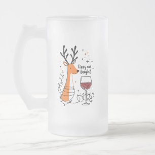 Berusad och strålande ren frostat ölglas
