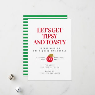 Berusad och toasty julmiddagsinbjudan julkort