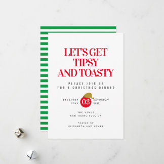 Berusad och toasty julmiddagsinbjudan julkort