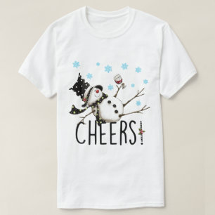 Berusad Snöman Juldesign T Shirt