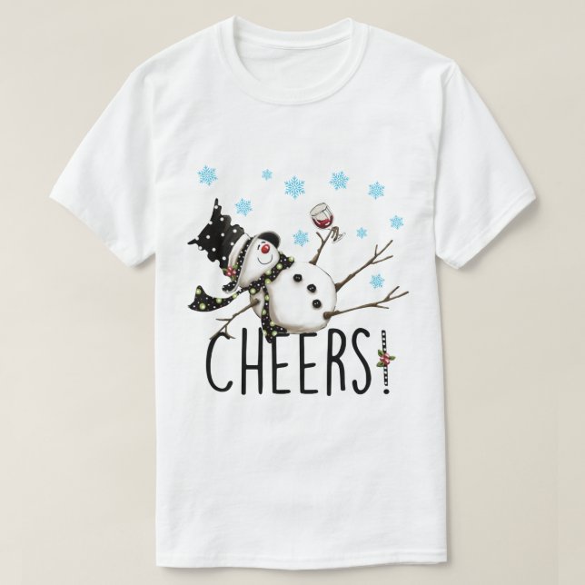 Berusad Snöman Juldesign T Shirt (Design framsida)