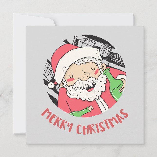Berusad Tomte Glädje – God Jul Kort (Framsida)