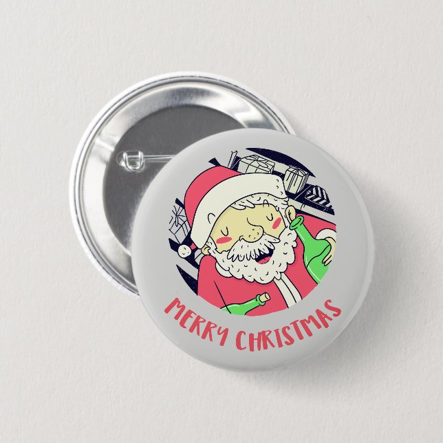 Berusad Tomte God Jul-knapp Knapp (Framsida & baksida)