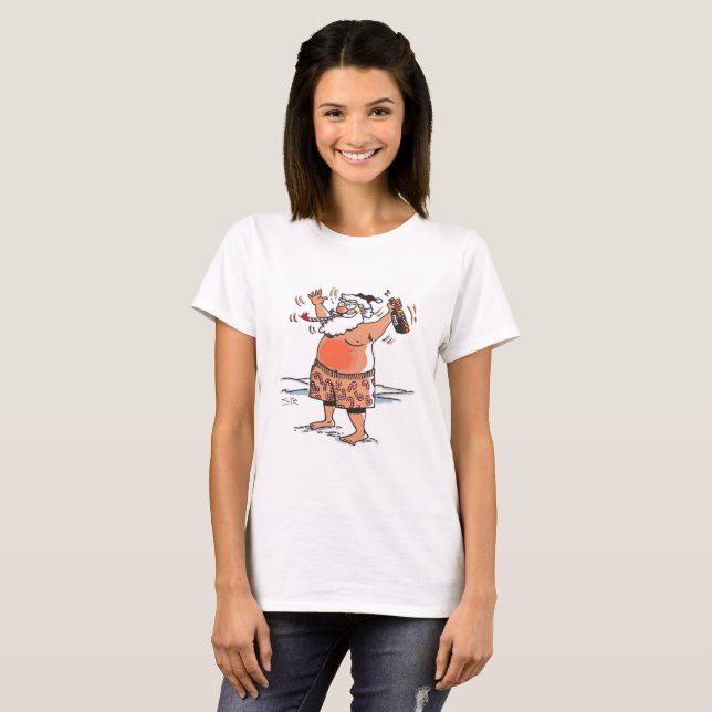 Berusad tomte kvinna vit t-shirt (Hel framsida)