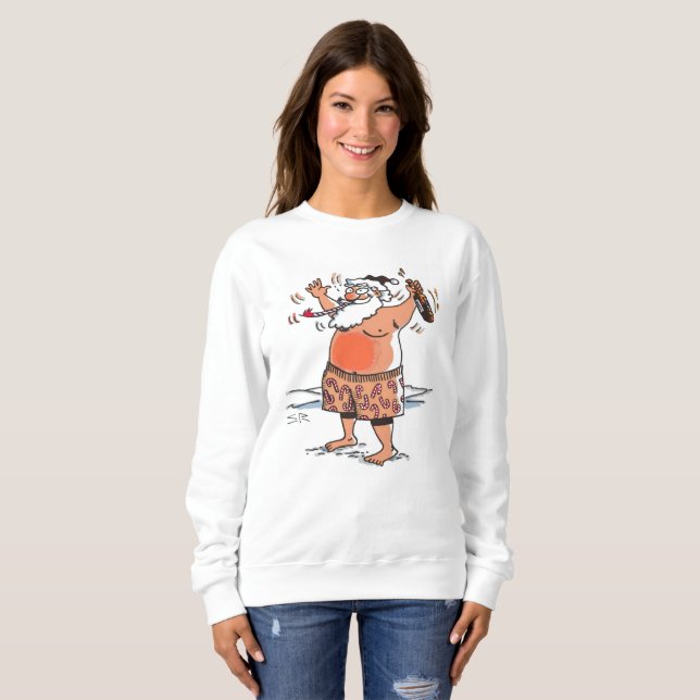 Berusad tomte kvinnor vit sweatshirt t shirt (Hel framsida)