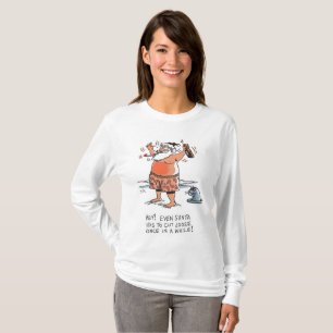Berusad tomte med sälkvinnor vit långärmad skjorta t shirt