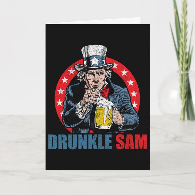 Berusade Sam Roligt 4:e Juli Farbror Sam Usa Öl D Kort (Framsida)