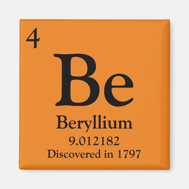 Beryllium Periodic Bord Magnet (Framsidan)