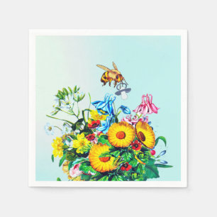 Bes Baby Shower Blue Flroal Nappar Pappersservett