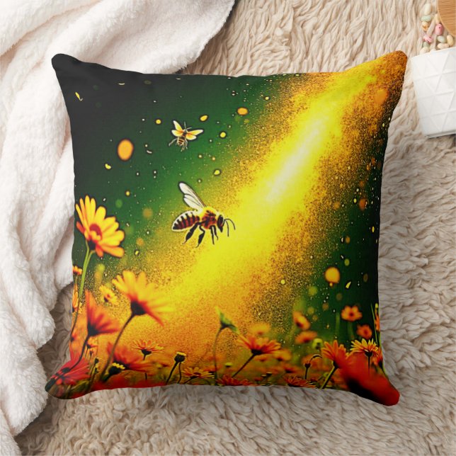 Bes Golden Pollen Burst Joy Design Kudde (Filt)