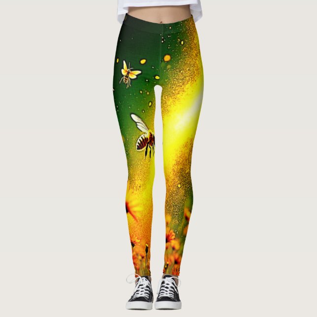 Bes Golden Pollen Burst Joy Design Leggings (Framsida)