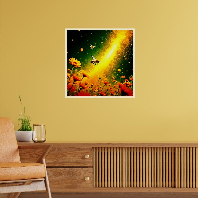 Bes Golden Pollen Burst Joy Design Poster (Vardagsrum 2)