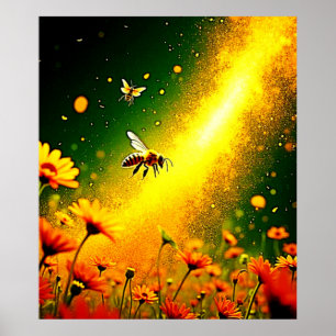 Bes Golden Pollen Burst Joy Design Poster