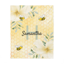 Bes gult blommigts honeycomb monogrammad