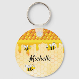 Bes gult honeycomb söt namn nyckelring