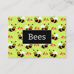 Bes Honeybee Red Flowers Mönster Visitkort