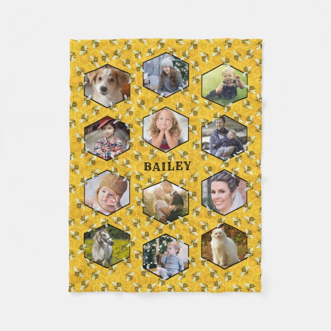 Bes Honeycomb Instagram DIY Family Photo Collage Fleecefilt (Framsidan)