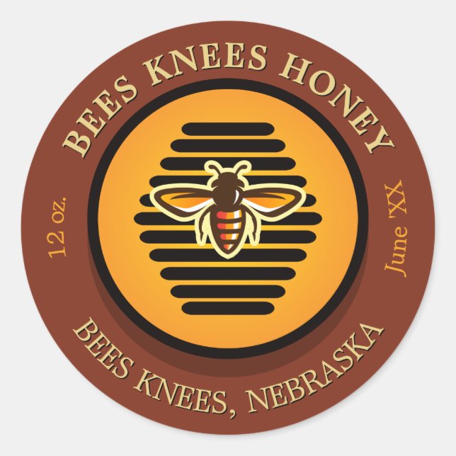 Bes Knees Beehive Mörk Amber honey Burk etiketter (Framsida)
