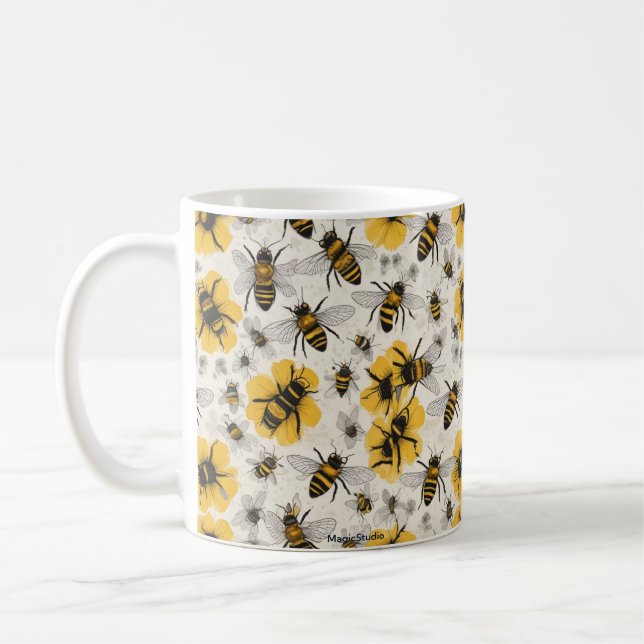 Bes Mugg: Charming Bee Design Kaffemugg (Vänster)