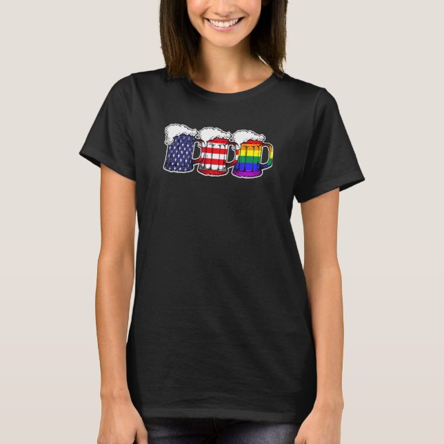 Bes oss Flagga Drinking Gay pride Lesbisk Equality T Shirt (Framsida)