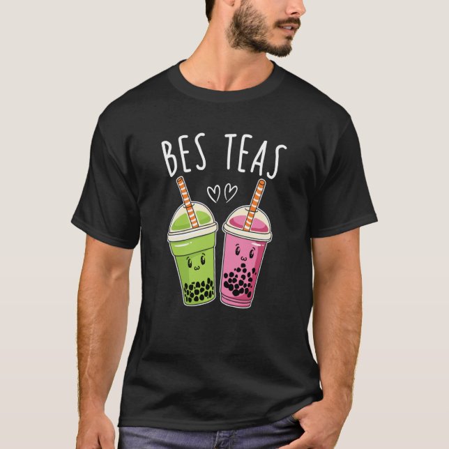 Bes Teas Besties Bubble Tea Cute Boba Best Friends T Shirt (Framsida)
