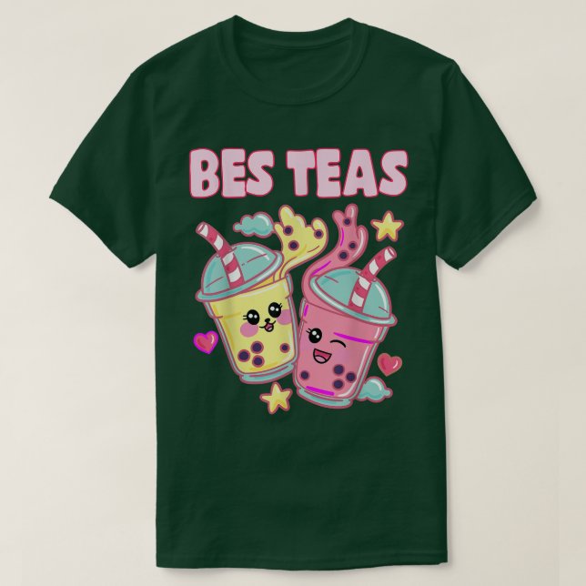 Bes Teas Cute Bubble Tea Besties Best Friend Kawai T Shirt (Design framsida)