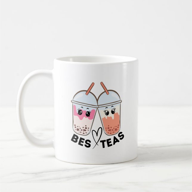 Bes-teas Funny Bubble Tea BFF Bestie Cute Kaffemugg (Vänster)