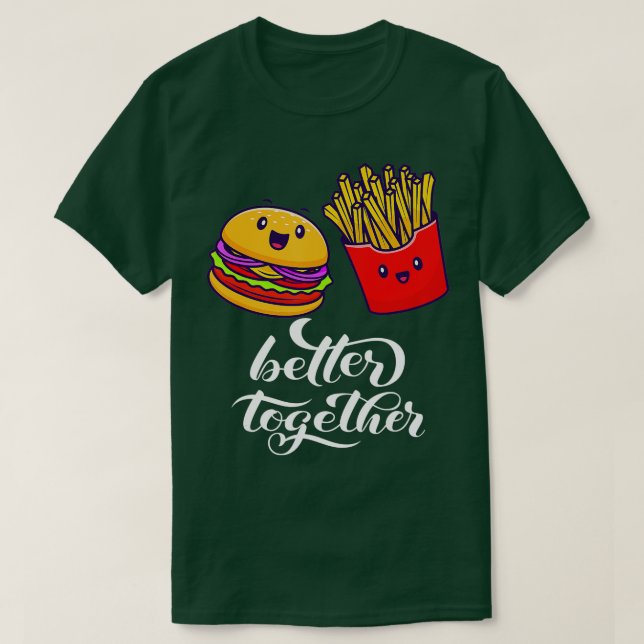 Bes Vänskap Burger Fransk Fries Bes T Shirt (Design framsida)