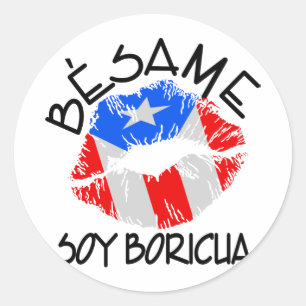 Besame Soy Boricua Kiss Me Jag är Puerto Rican Runt Klistermärke