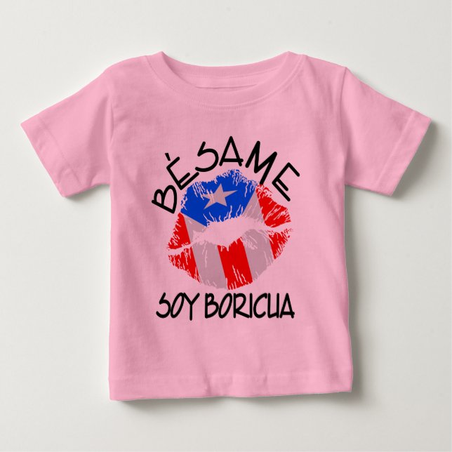 Besame Soy Boricua Kiss Me Jag är Puerto Rican Tee Shirt (Framsida)
