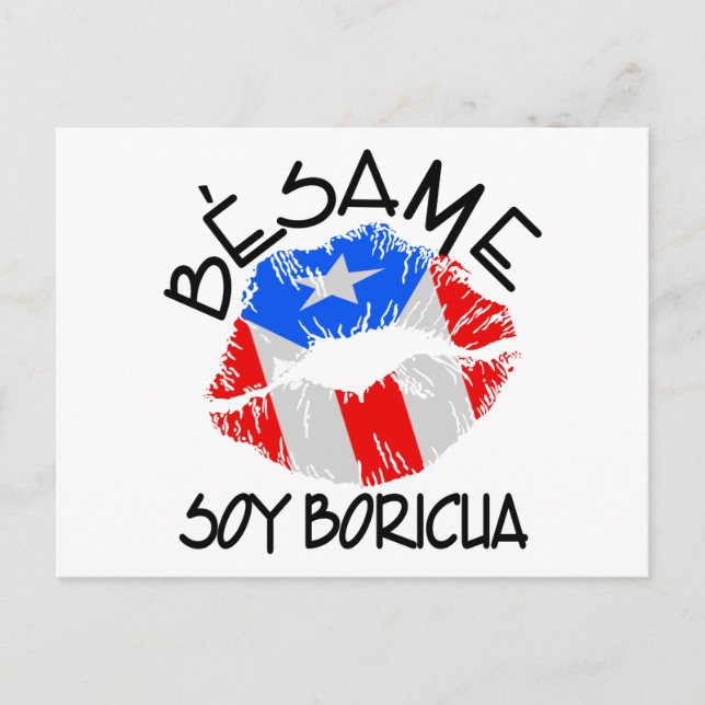Besame Soy Boricua Kiss Me Jag är Puerto Rican Vykort (Framsida)